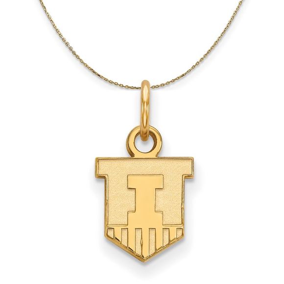 14k Yellow Gold U. of Illinois XS (Tiny) Shield Necklace - 22 Inch - Picture 1 of 7